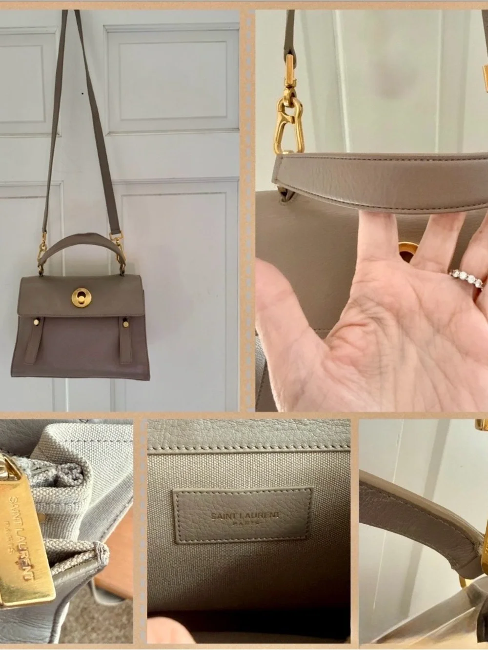 Saint Laurent  -TAUPE -Muse Leather Top-Handle Satchel /Crossbody with GHW